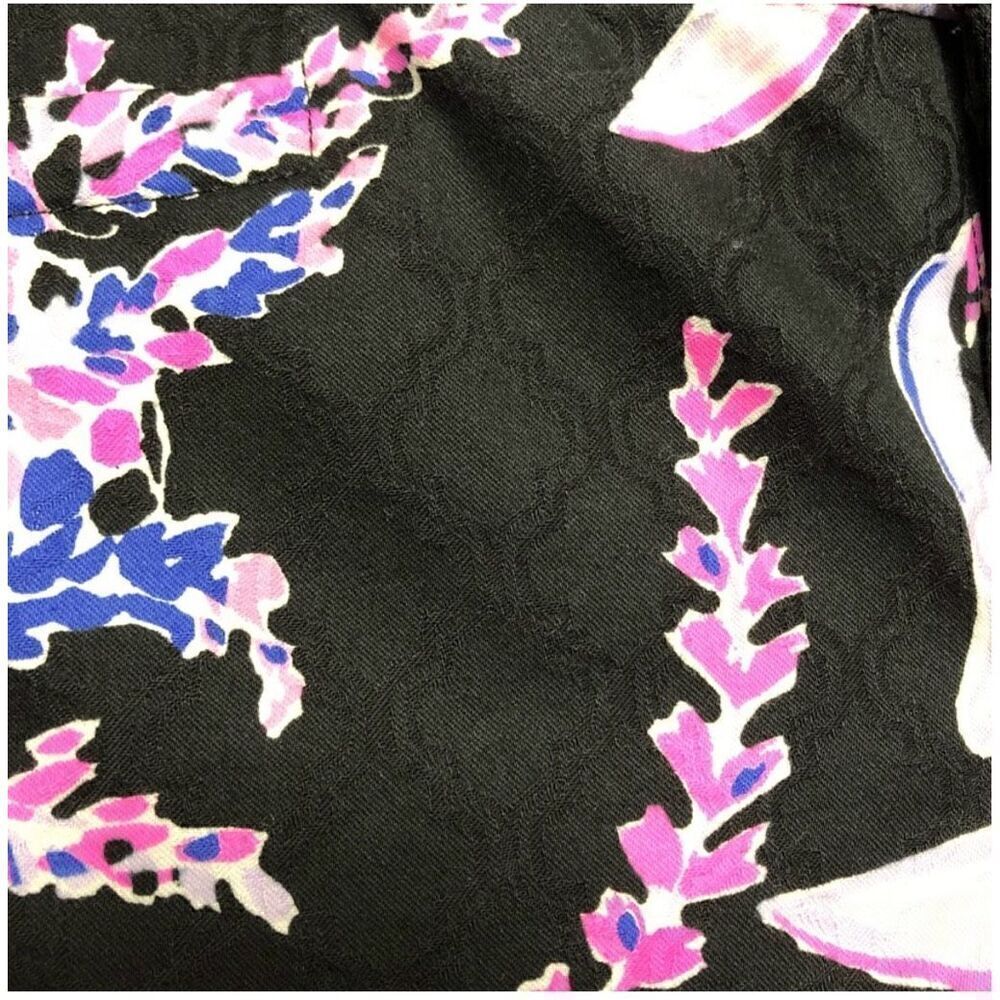 Lilly Pulitzer Women's 4 Kelly Ankle Pants Black Pink Purple Wildflower Floral - Picture 11 of 13